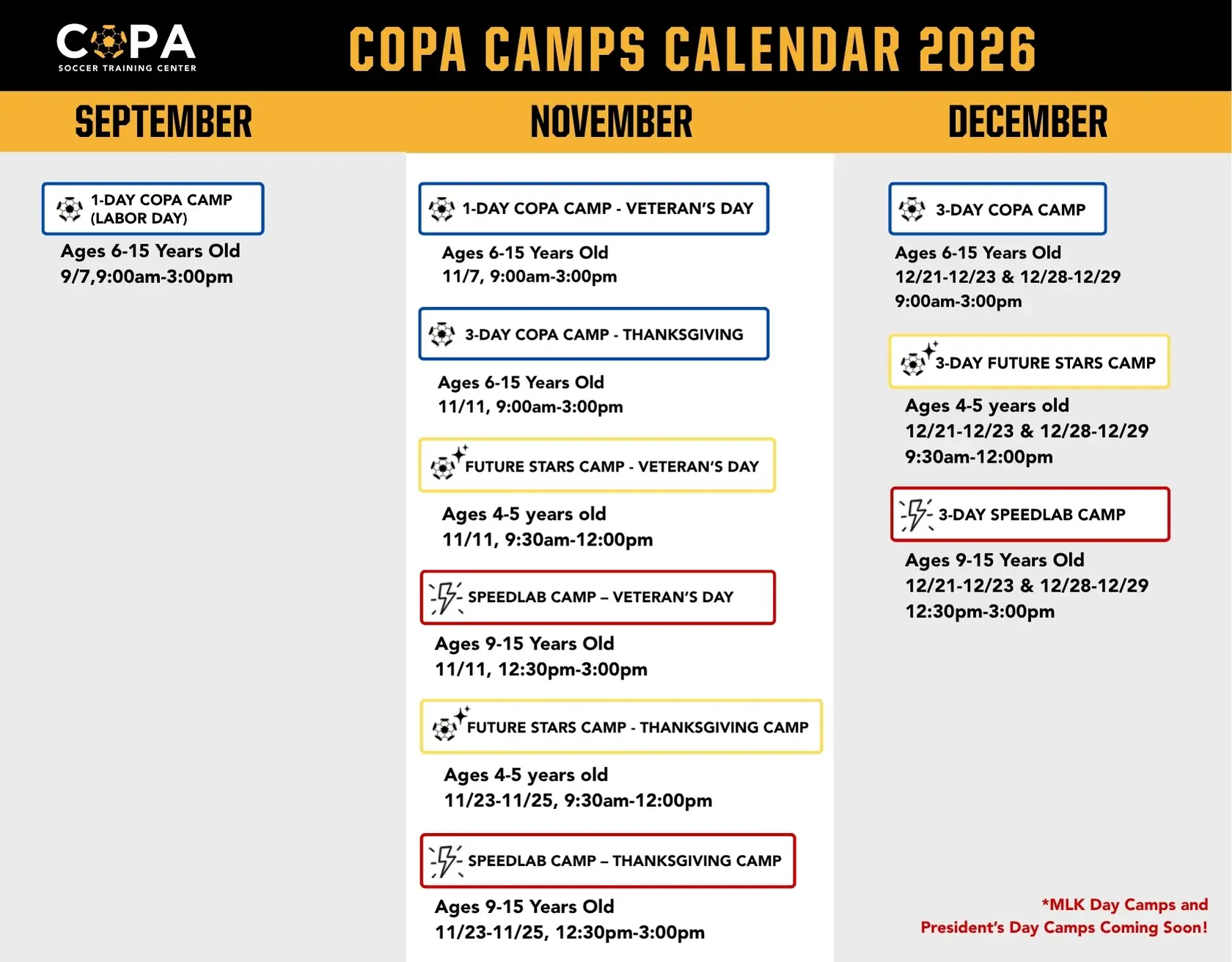 COPA CAMPS CALENDAR 2026 MA